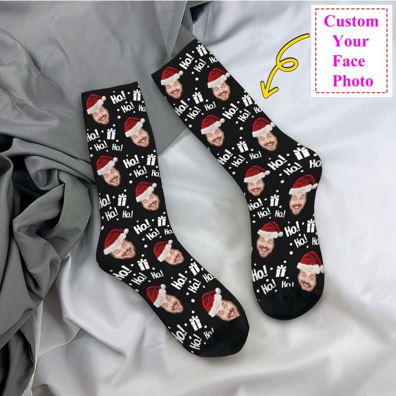 Dress Sock Men - Kerst gezicht foto gepersonaliseerde aangepaste heren
