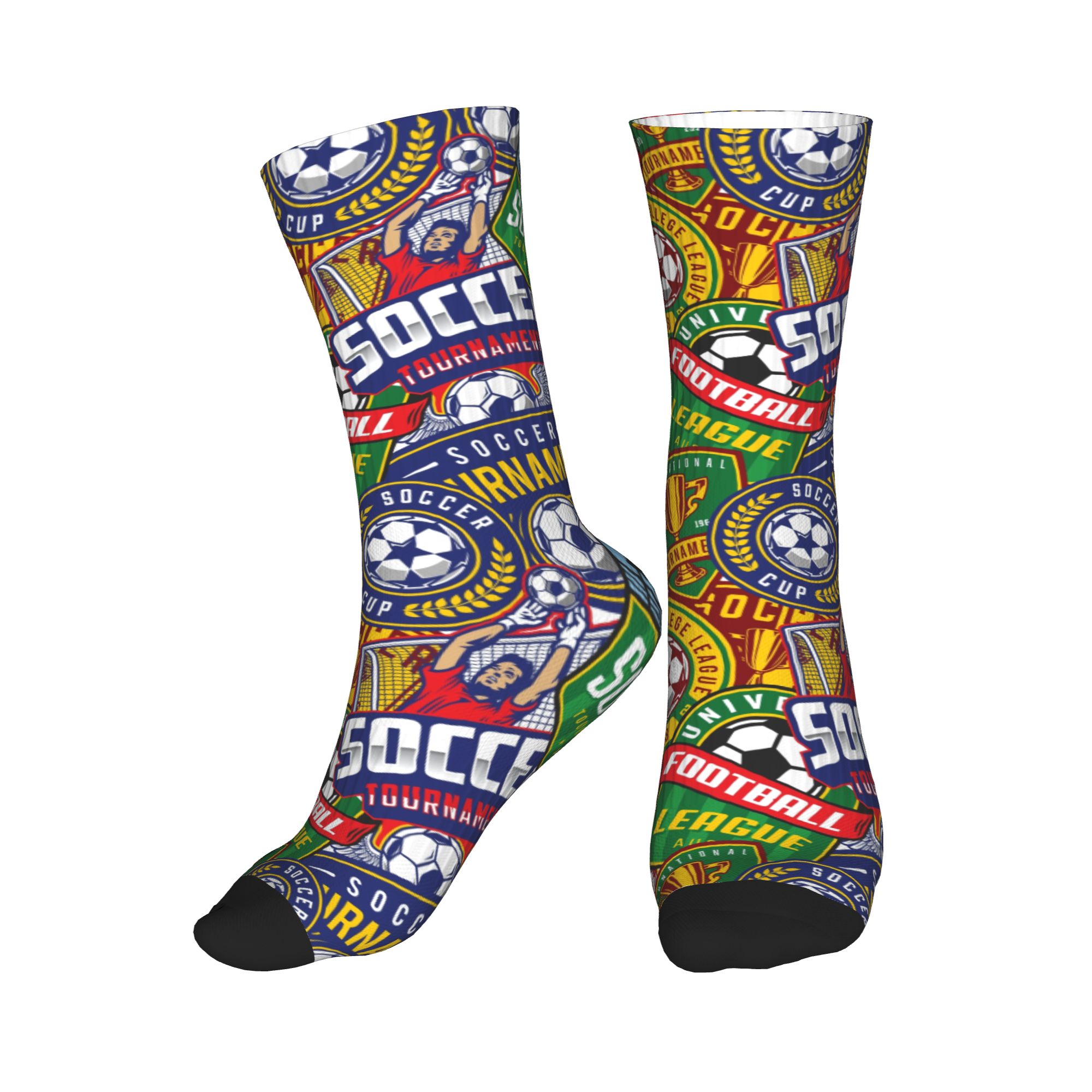 Dress Sock Men - Retro voetbalbadge groen rood sport naadloze