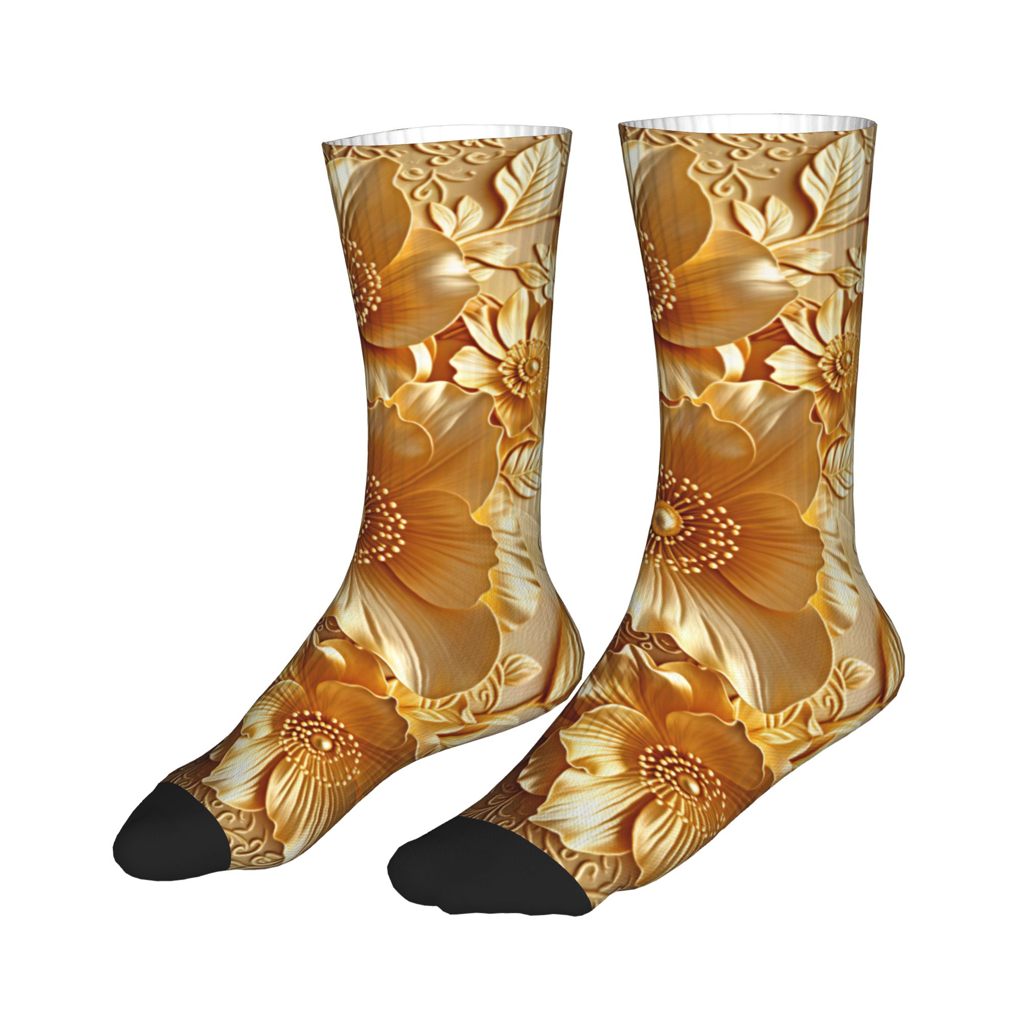 3D reliëf gouden bloemen naadl - Dress Sock Men recensie en prijs